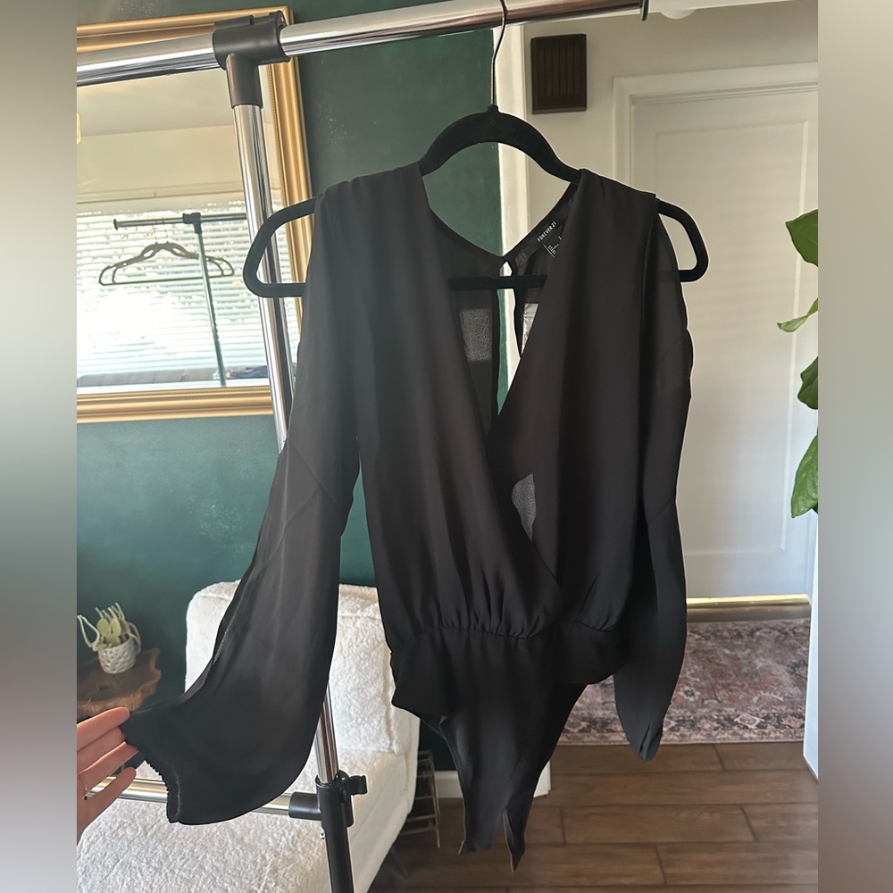 Forever21 - open back, open shoulder bodysuit - black
